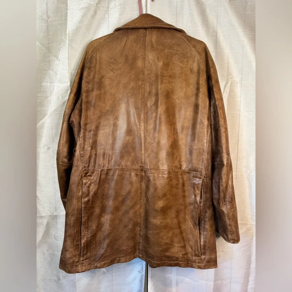 Barbour Men's Tan Leather Field Jacket vintage - Picture 4 of 15